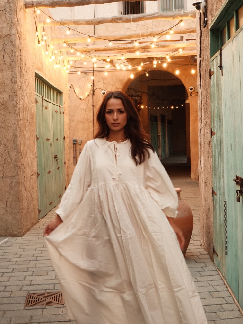 House of Sundar Bohemian Peasant Maxi White Tiered Sara Dress